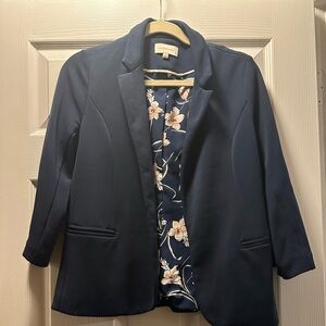 Navy open front blazer